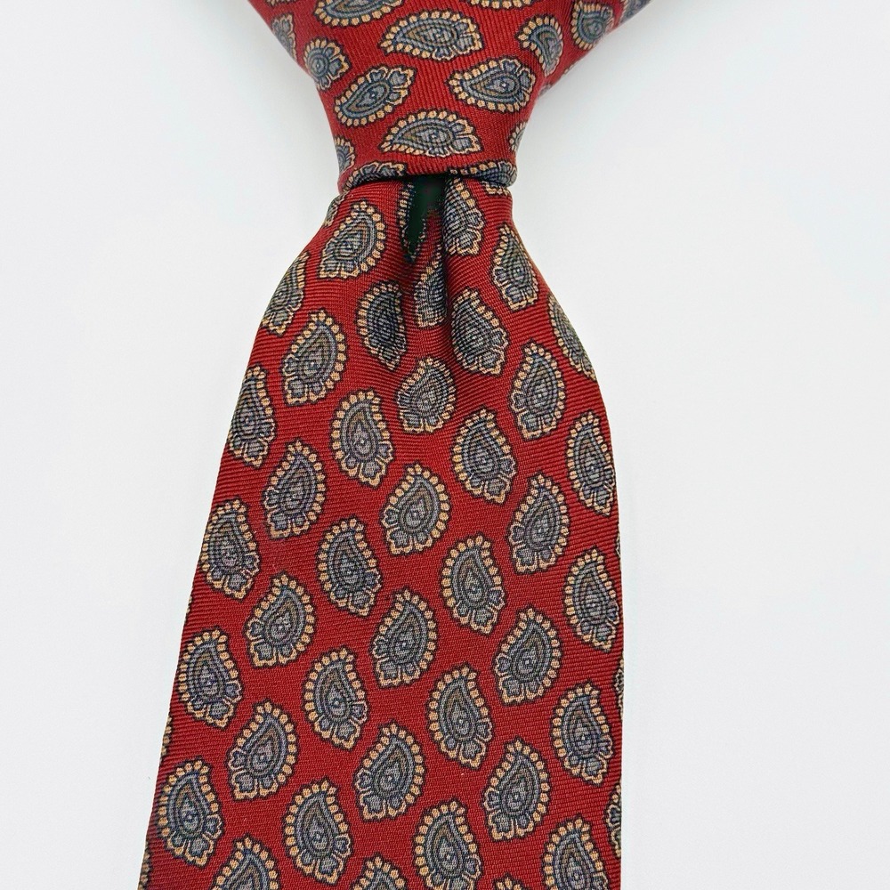 Jos A Bank Exec Collection Silk Tie Men 57"x3.5" Red Paisley Hand Made Designer
